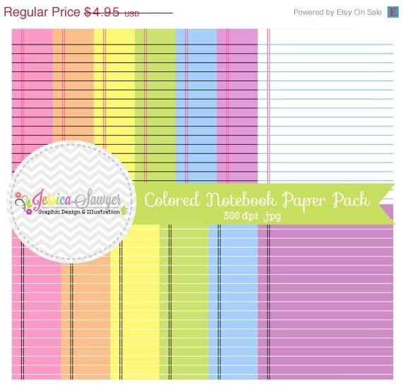 80% OFF - INSTANT DOWNLOAD, colorful printable notebook digital paper - printable notebook paper - doodle background - commercial use - tea Il_570xn