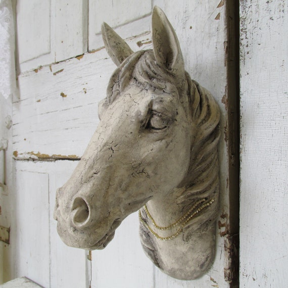 Horse head wall mount faux painted distressed by AnitaSperoDesign
