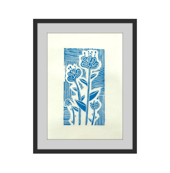 linoleum block print FLOWERS 4x6 / linocut printmaking