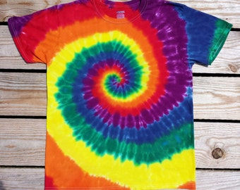 Plus Size Rainbow Spiral Tie Dye T-Shirt, Plus Sizes 2XL 3XL 4XL 5XL 6XL, Hippie Top, Deadhead, Festival Shirt