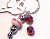 Beaded keychain, Funky keychain, orange and silver keychain, key ring, key holder, keychains, keys, summer jewelry