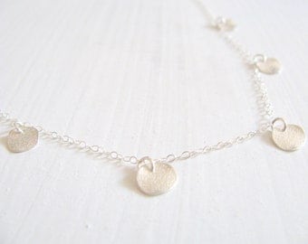 Silver disc necklace, silver necklace, bridal necklace, deilcate necklace, sterling silver chain