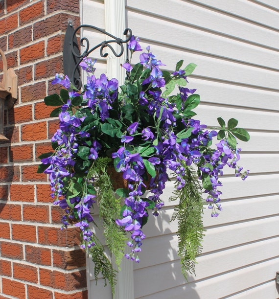 Silk Hanging Plant Violet/Blue Wisteria by SilkEleganceFlorals