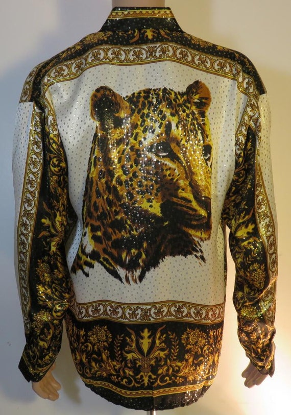 Versace inspired LEOPARD Style Silk Shirt by silvaleathercrafters