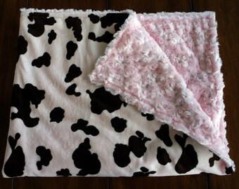 Minky Baby Blanket - Cowgirl Pink Minky - Blush Pink Cuddle Rose Minky