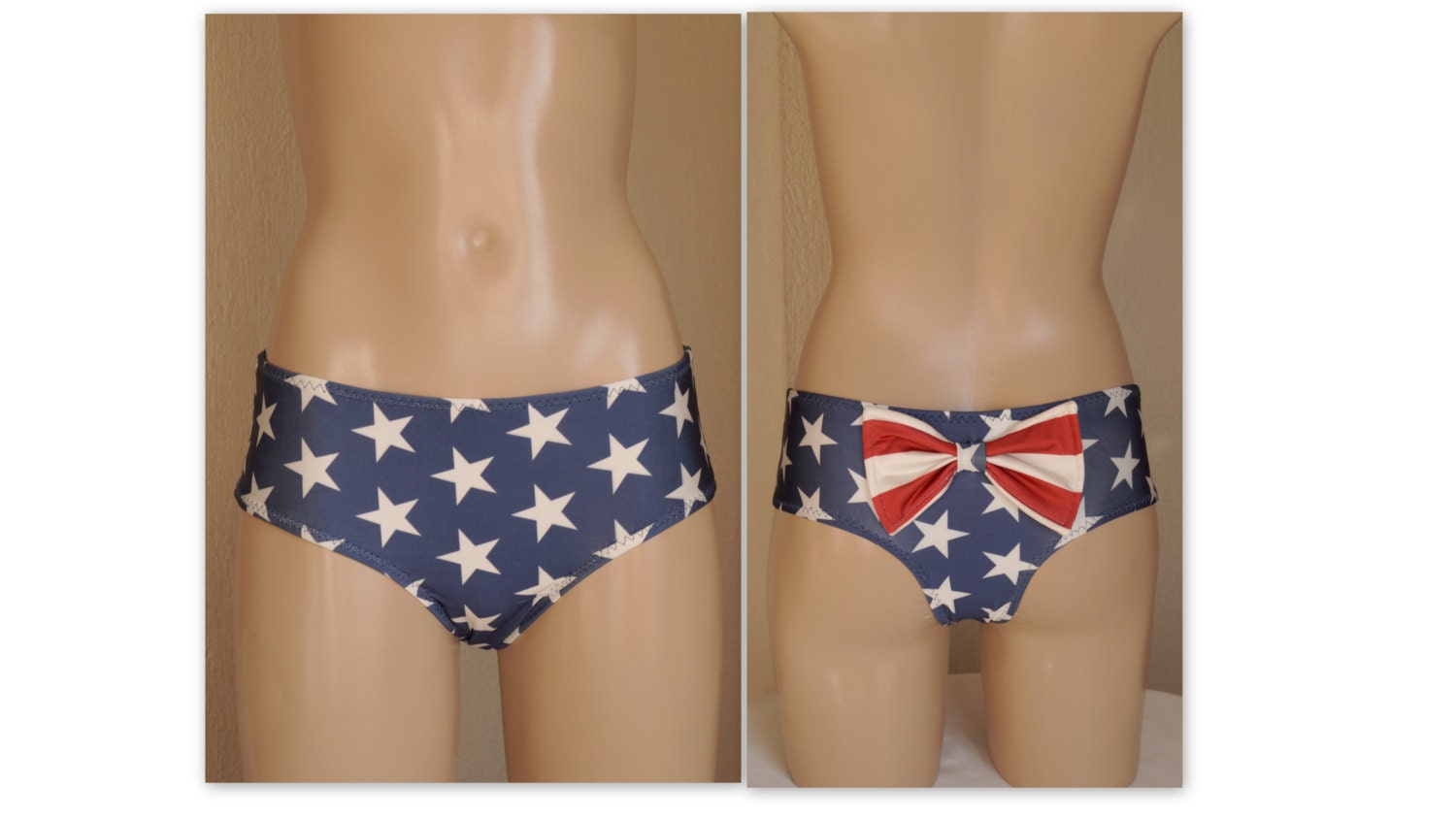 American flag cheeky fully lined bow boy shortBikini by bstyle