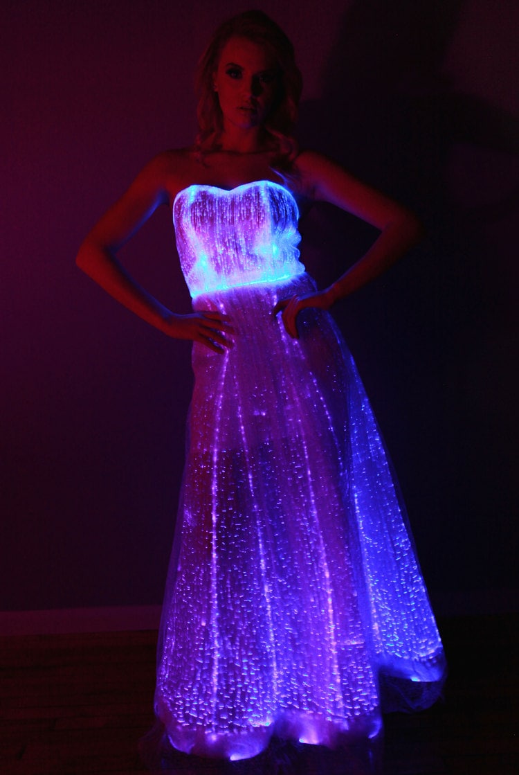 Fiber Optic Gown Dress Color changing lights with by