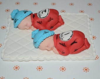 Thing 1 and Thing 2 baby cake topper