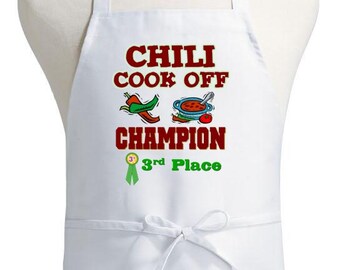 White Bib Apron Chili Cook Off Champion Third Place Chef Aprons