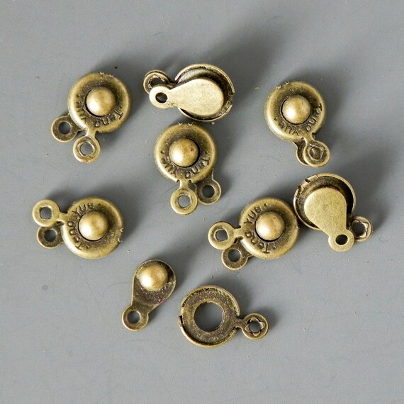 7mm Antique Brass Ball Snap Clasp 10 Sets 1287 by SupplyEmporium