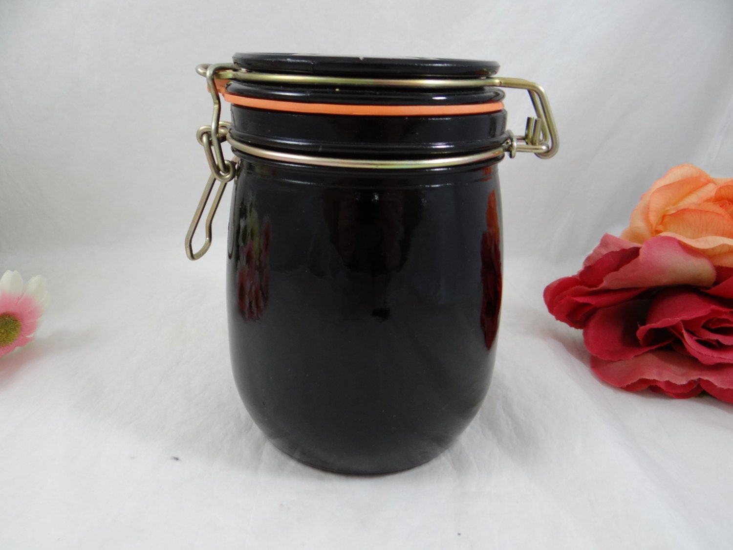 Vintage Ruby Red Glass Canning Jar Canister