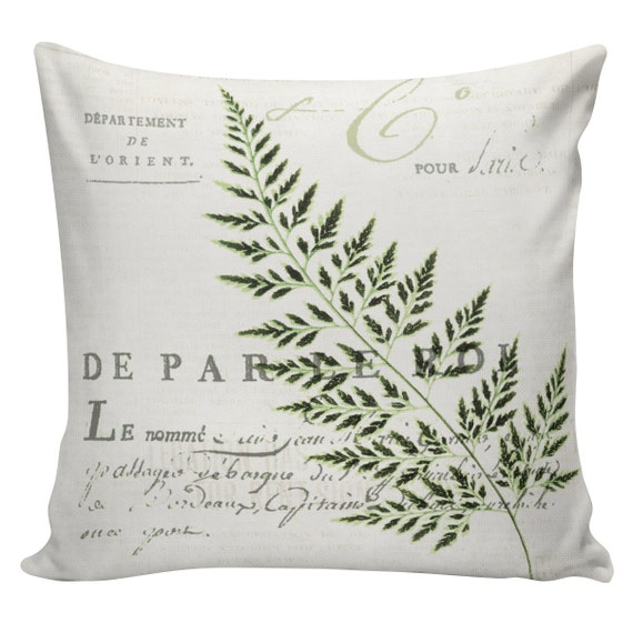 Items similar to Pillow Cover French Style Burlap Cotton Throw Pillow French Kitchen Fern SP-65 ...