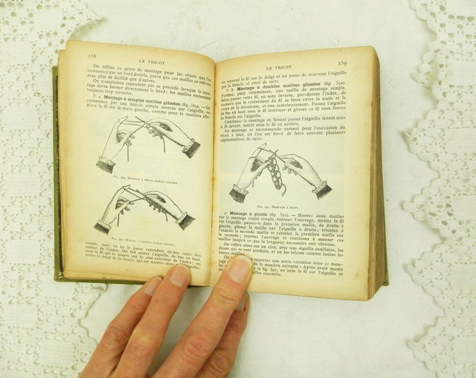 Antique French Sewing Crafts Book Embroidery Needle Work Tapestry, Knitting, Crochet, Macramé, Lace Making Craft Manuel, Country Decor