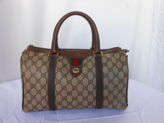 ... DISTRESSED GUCCI Monogramed GG boston Bag Satchel Speedy Bag 1980's