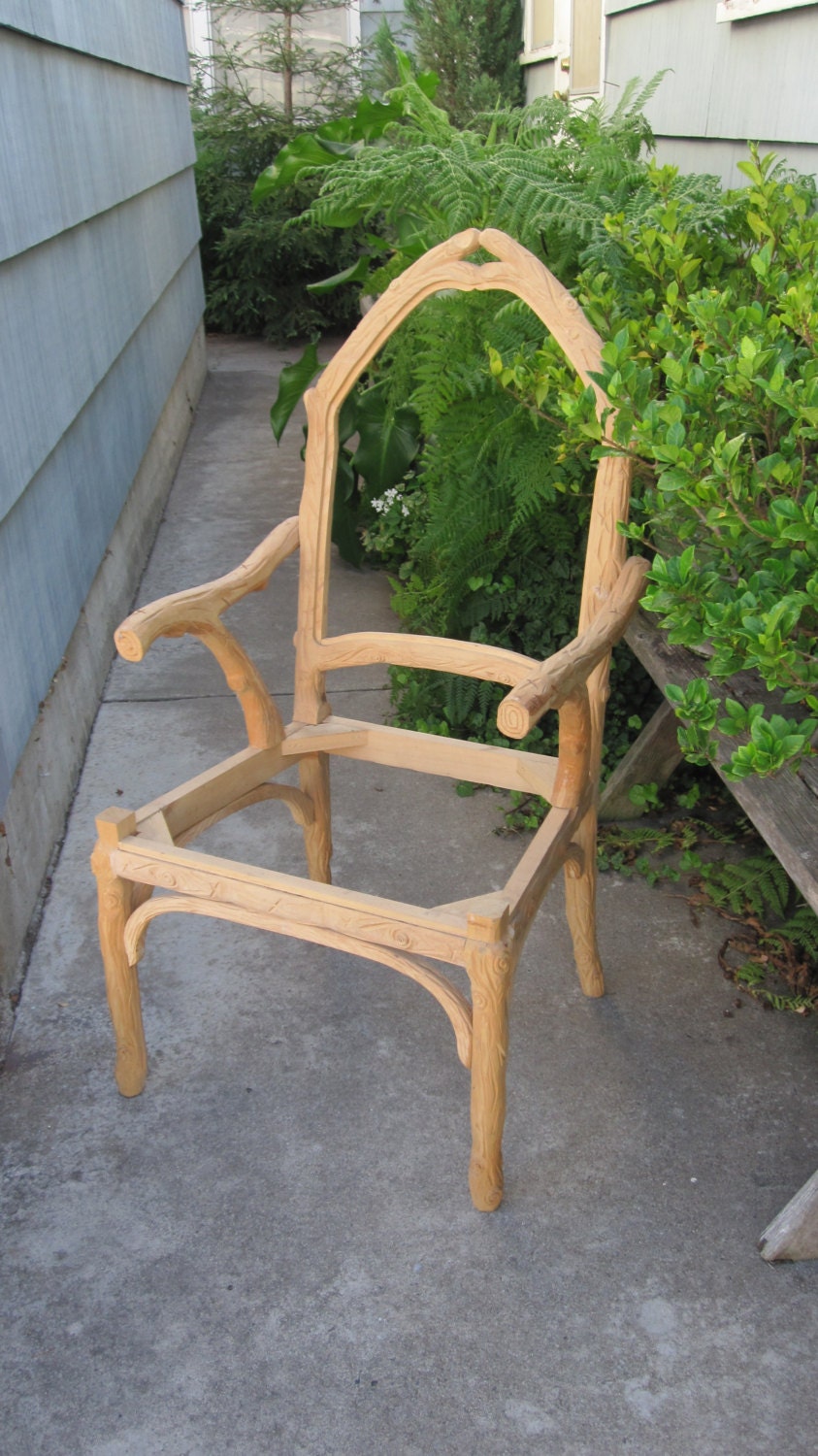 Six Handcrafted Wooden Twig Arm Chairs Frames PreUpholstery Rustic Patio Furniture Uber