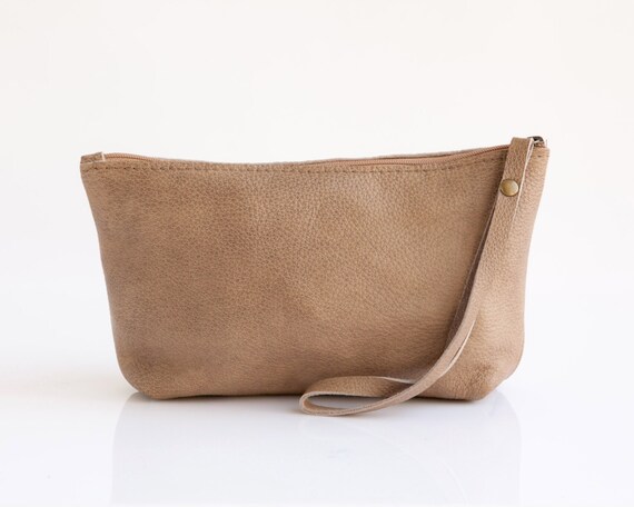 Beige leather pouch Small leather purse Women wallet