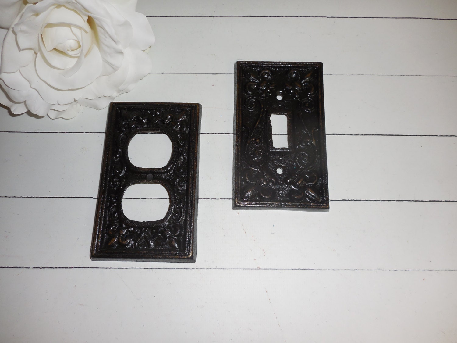 BLACK / Decorative Cast Iron / Outlet Cover/ by FromShab2Chic
