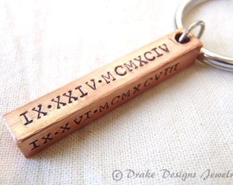 Personalized father keychain copper anniversary gifts for men 7 year Anniversary gift father keychain for dad