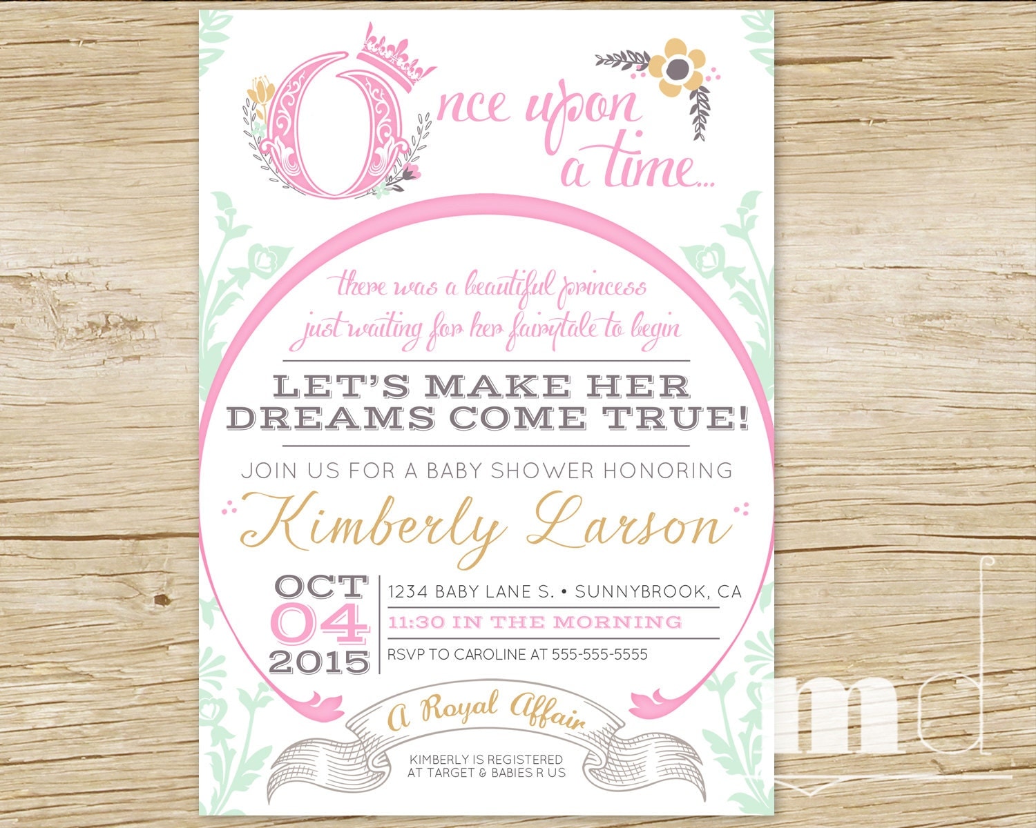 wedding favorite poems Baby Time Fairytale Baby Once Shower a Upon Invitations
