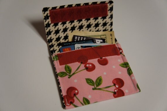 MOD CHERRIES Wallet Fabric Credit Card Holder by buckshotinc