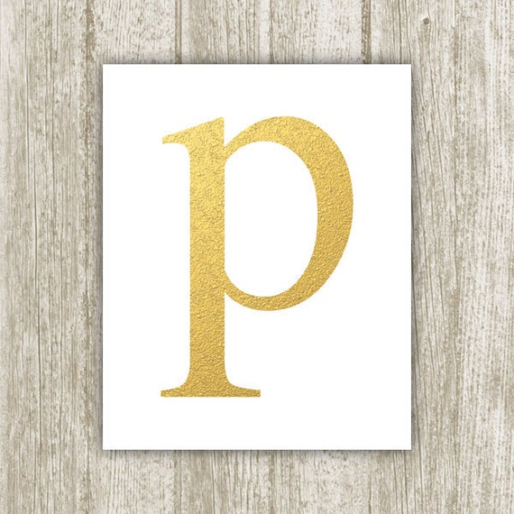 gold letter p printable 8x10 instant download by
