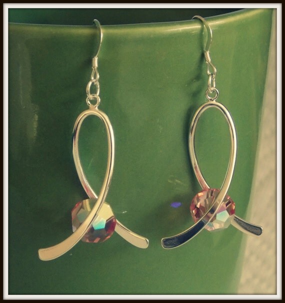 Items similar to Breast Cancer Earrings Breast Cancer Ribbon Earrings