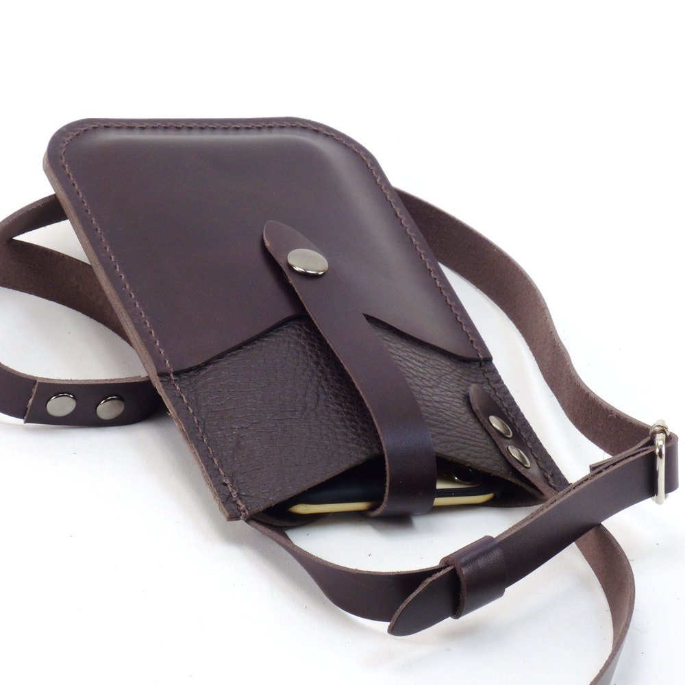 strap carry for iphone Wallet iPhone PLUS Crossbody FleurdeLeather Chocolate Brown w by 6