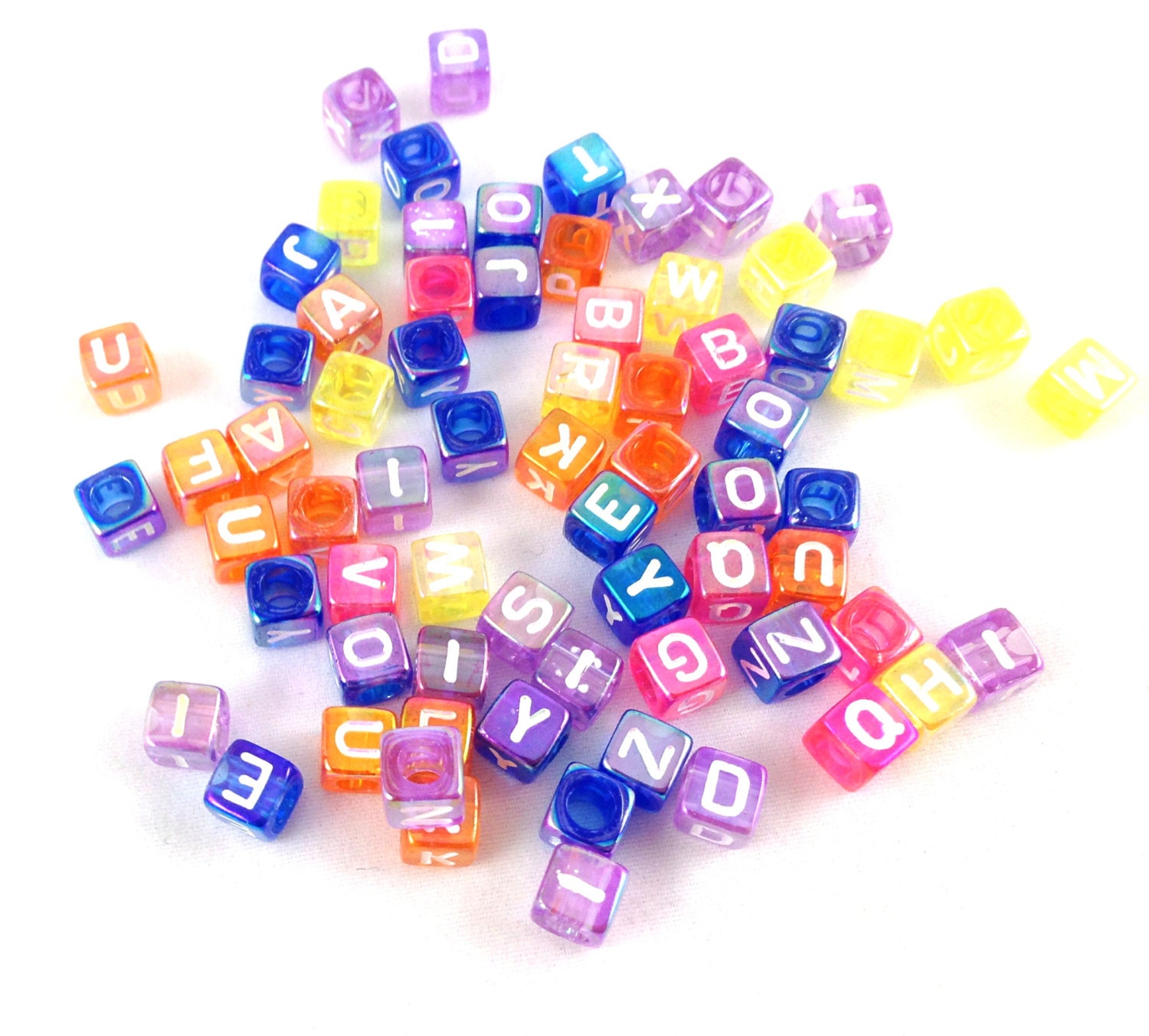 Square Alphabet Beads   Cube Letter Candy Color By Elkescreations