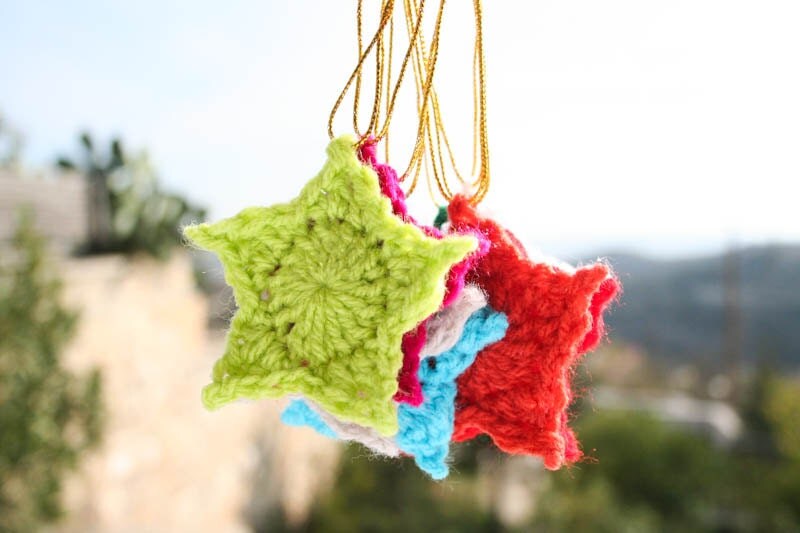 Set of 10 Crochet Star Decoration