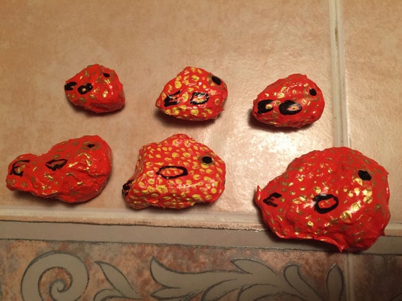 Six piece set of Goldfish Painted Rocks