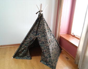 Camouflage Kids tent, Childrens Tent, Teepee, Play Tent, Tipi, Wigwam or Kids Fort digital Camo kids teepee summer outdoors