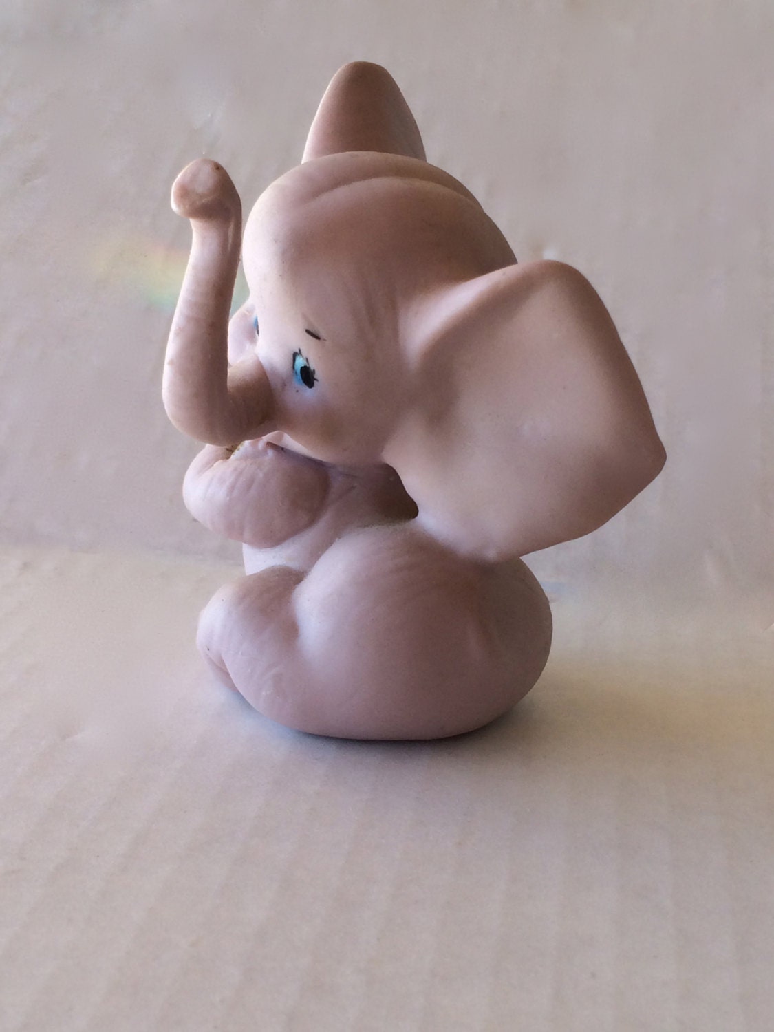 Vintage Pink Elephant Figurine Ceramic Pink Elephant Figurine