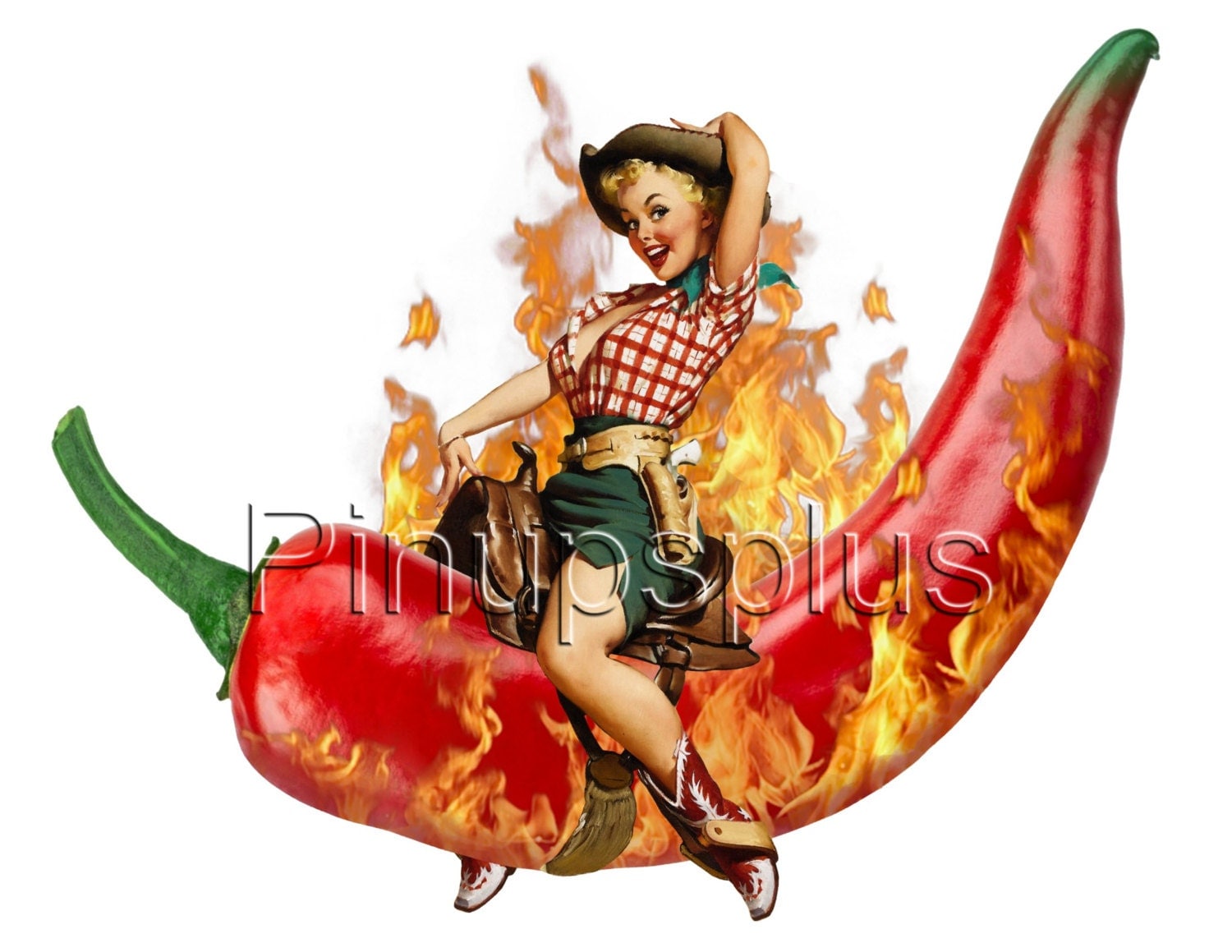 Red Hot Chili Pepper Cowgirl Pinup Girl Waterslide Decals For 2143