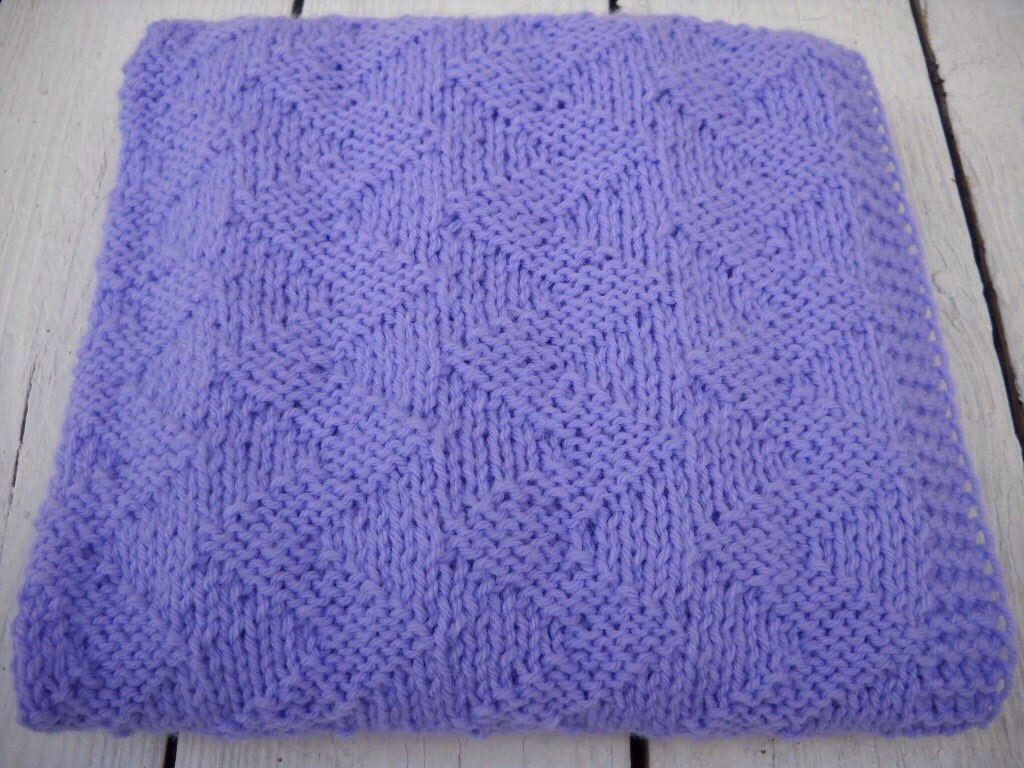 Hand Knit Lavender Blanket Hand Knit Baby Blanket Knitted