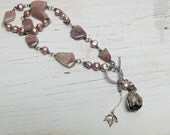 Muscovite and rosebud hand wire-wrapped necklace hand-made and one of a kind by ladeDAH! jewelry.
