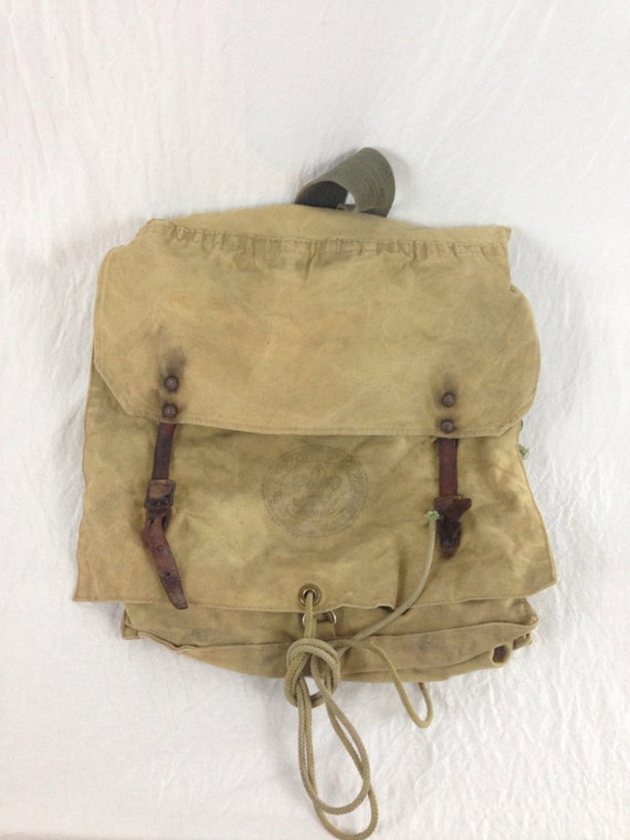 vintage boy scout canvas backpack