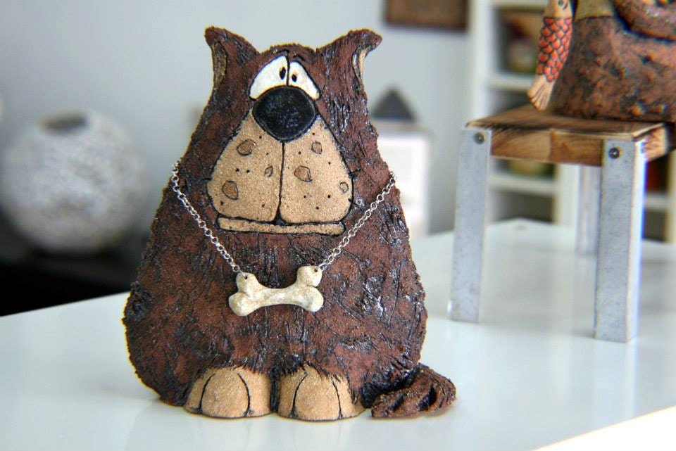 Handmade Ceramic Dog Pottery Dog Animal Sculpture by GappaPottery