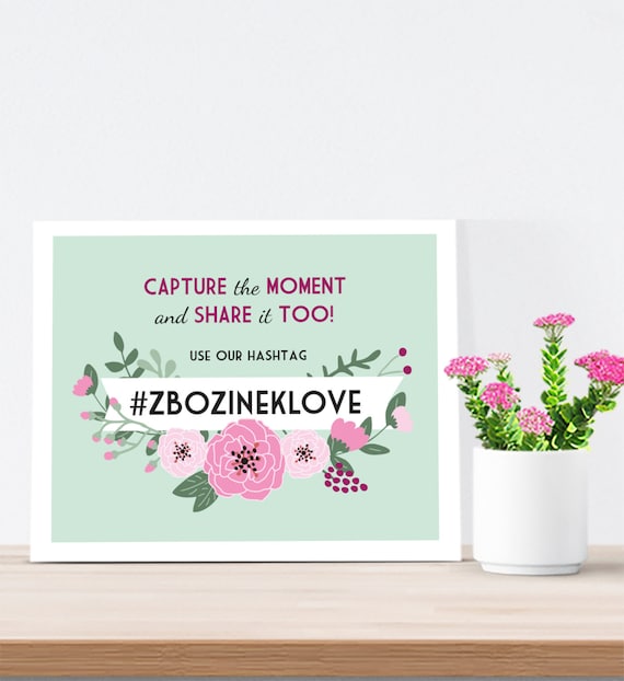 Custom hashtag instagram sign for wedding floral by MDBWeddings