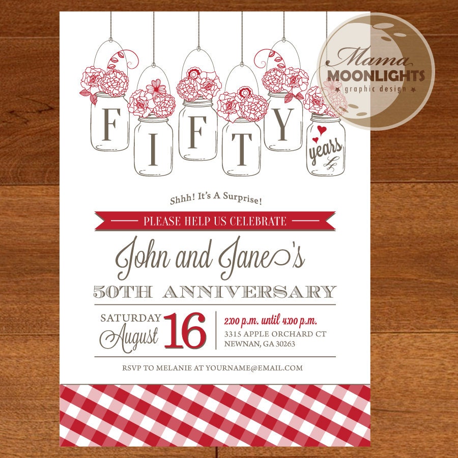 Wedding Anniversary Picnic Party Printable Invitation