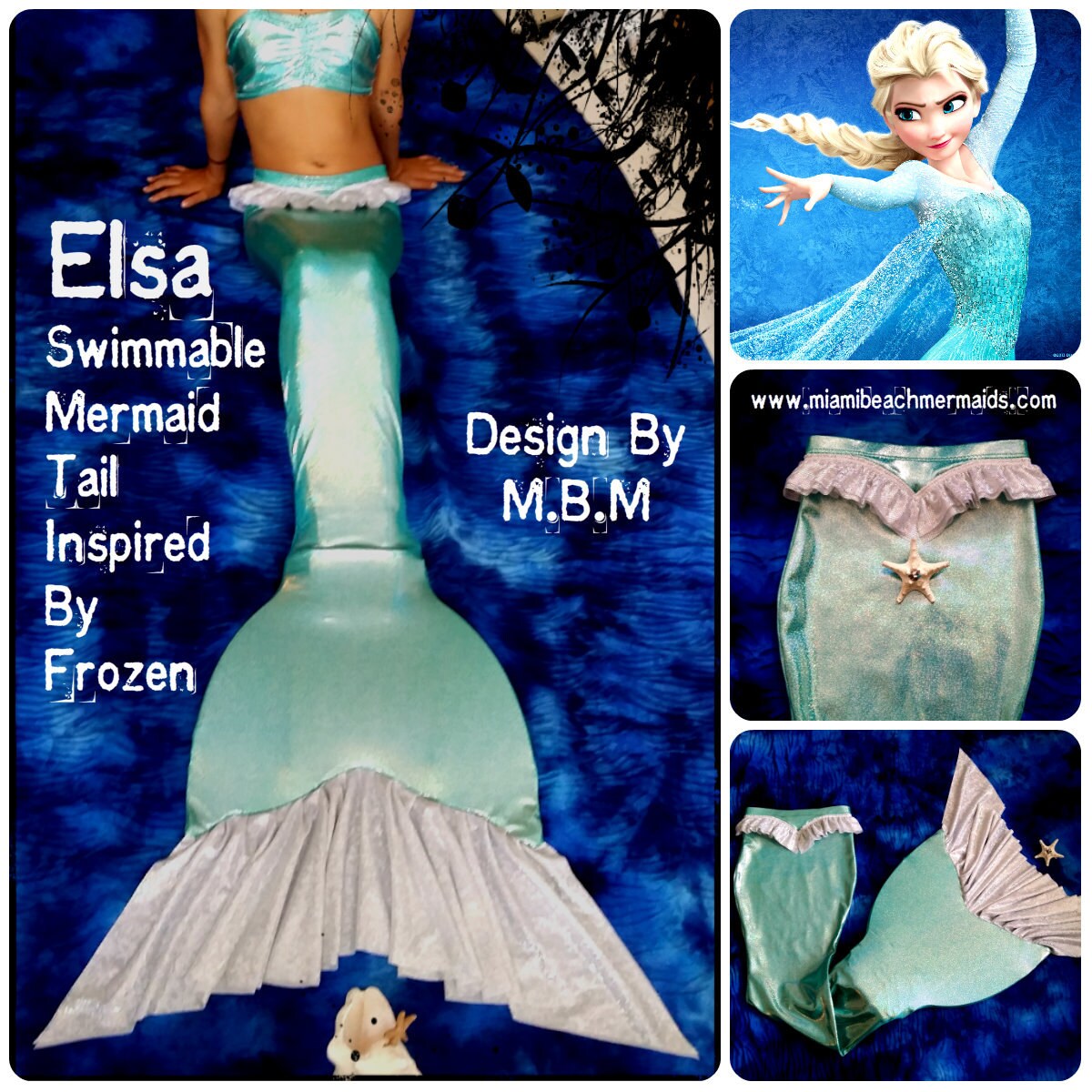 Swimmable Mermaid Tail Elsa Inspired by Frozen