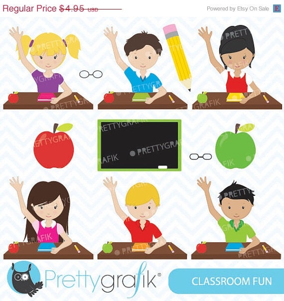 80% OFF SALE Classroom students clipart for scrapbooking, commercial use, vector graphics, digital clip art, images - CL550 Il_570xn