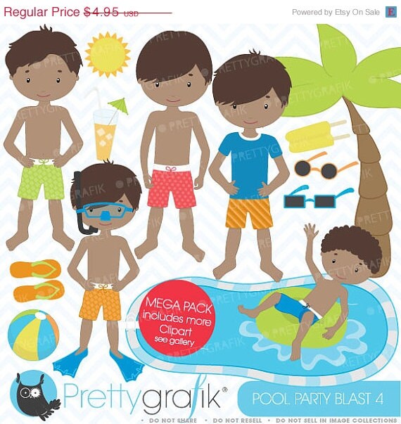 80% OFF SALE pool party clipart commercial use, vector graphics, digital clip art, digital images - CL455 Il_570xn