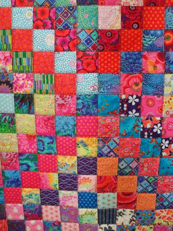 patchwork quilt single bed quilt patchwork by MaisyDaisyCrafts