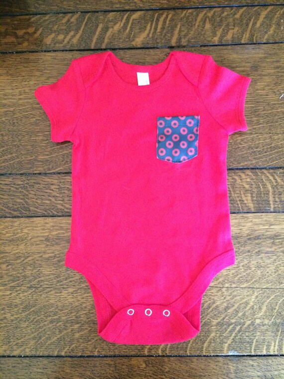 Fishman Baby Pocket Onesie One Piece Red Phish Fishman Baby Pocket Onesie One Piece Red Phish