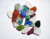 Sea Glass For Craft Lovers - 25 pc with teals and other rare colors * Peruvian coast HU0004