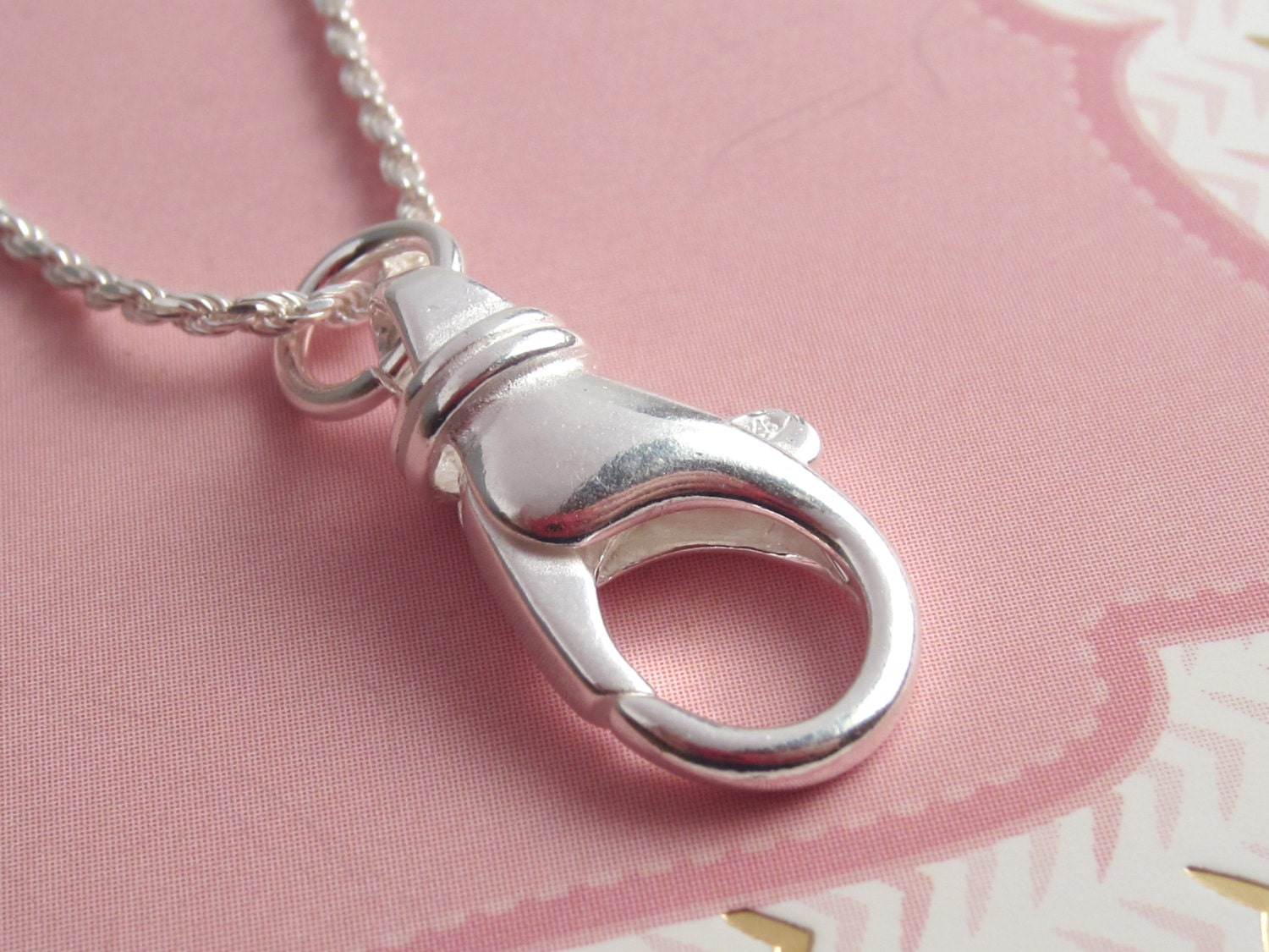 Lanyard 925 Sterling Silver Necklace Badge Holder Ring