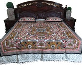 Cotton Bed Cover 3 pc set Handloom Bedding Bedspreads-Indian Bedroom Decor