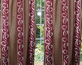 maroon Curtains Home Decor patterned Drapes Window treatments Panels, Pair,  tabtop, Length: 84in