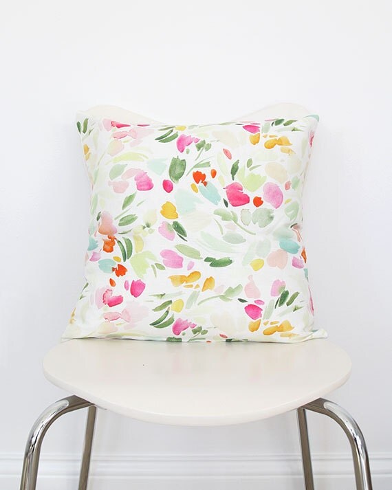 Spring Floral Splash Throw Pillow by YaoChengDesign on Etsy