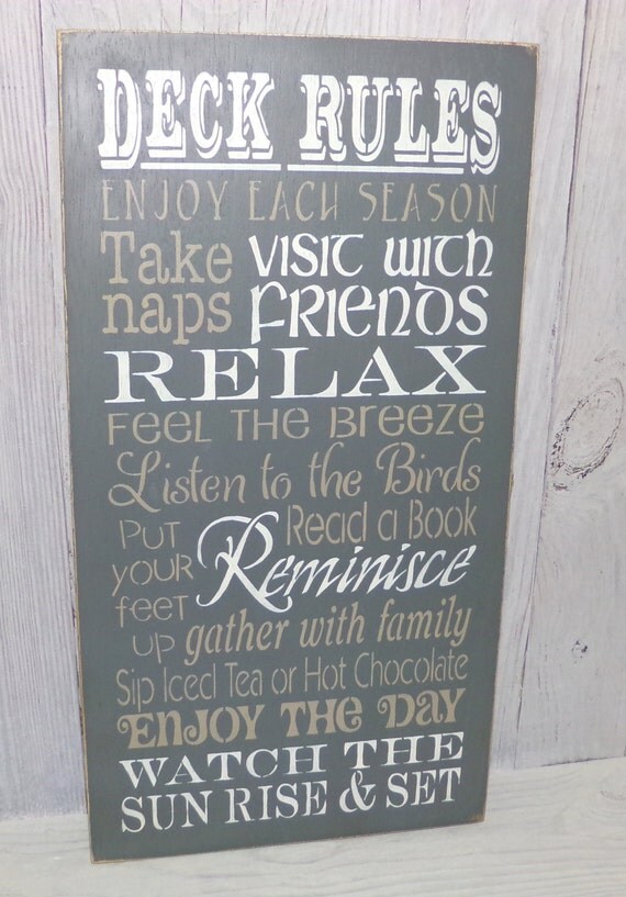 Deck Rules Deck Sign Porch Sign Porch Rules Outdoor Sign